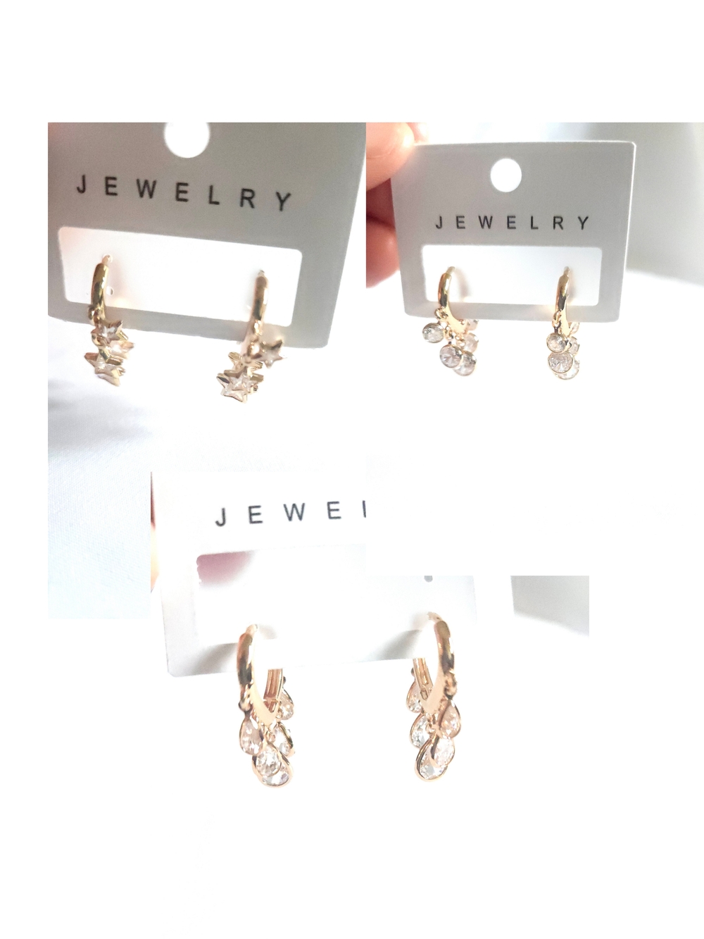 Gold Plated Crystal Drop Hoop Earrings